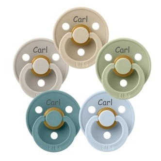 Bibs Colour,  Str. 1 (0-6 Mdr.), Anatomisk - Latex, Sutter Med Navn, 5-pak