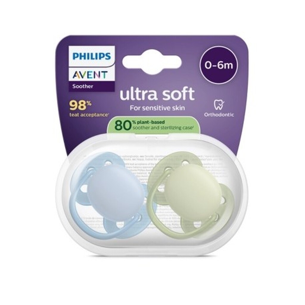 Philips Avent, Ultra Soft, Str. 1 (0 - 6 Mdr.), 80 % Plantebaseret, 2 Pak