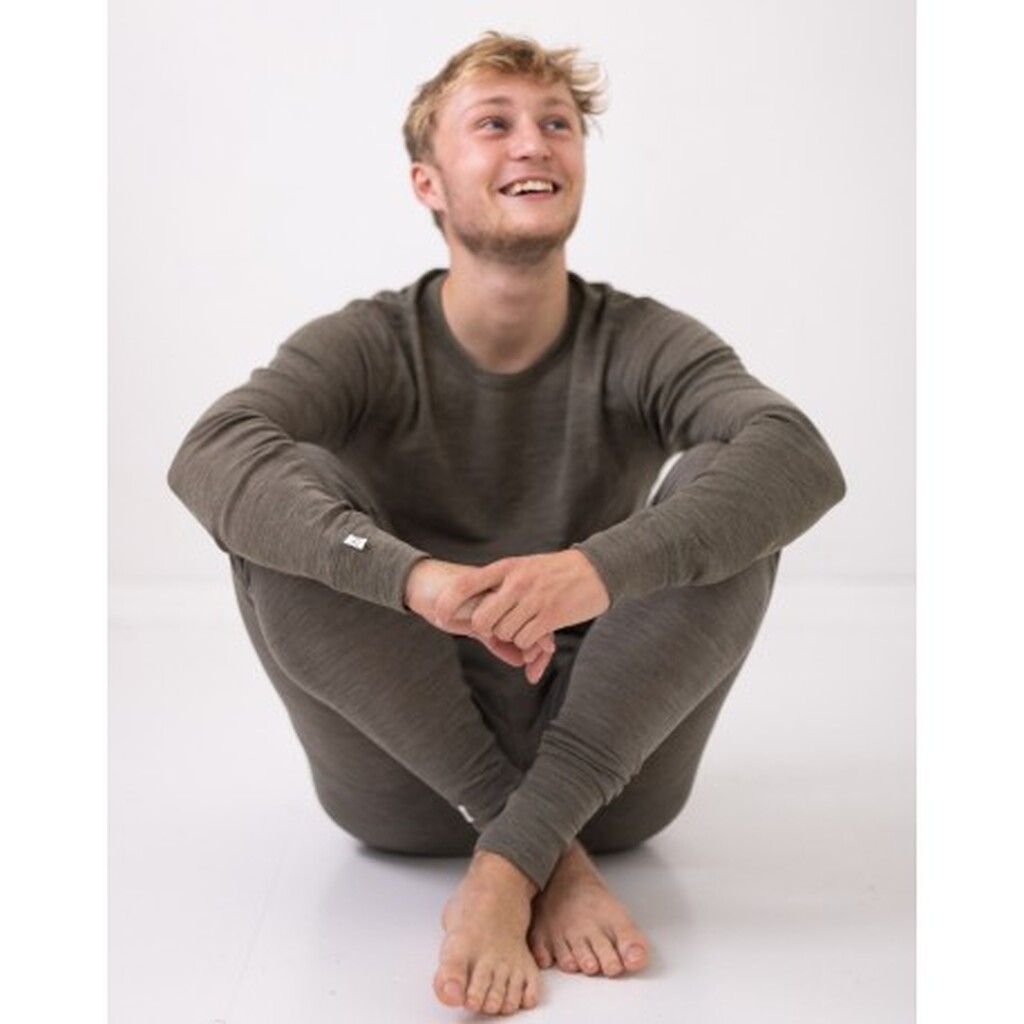 Langærmet T-shirt Til Herre I 100% Merino Uld, 1x1 Rib