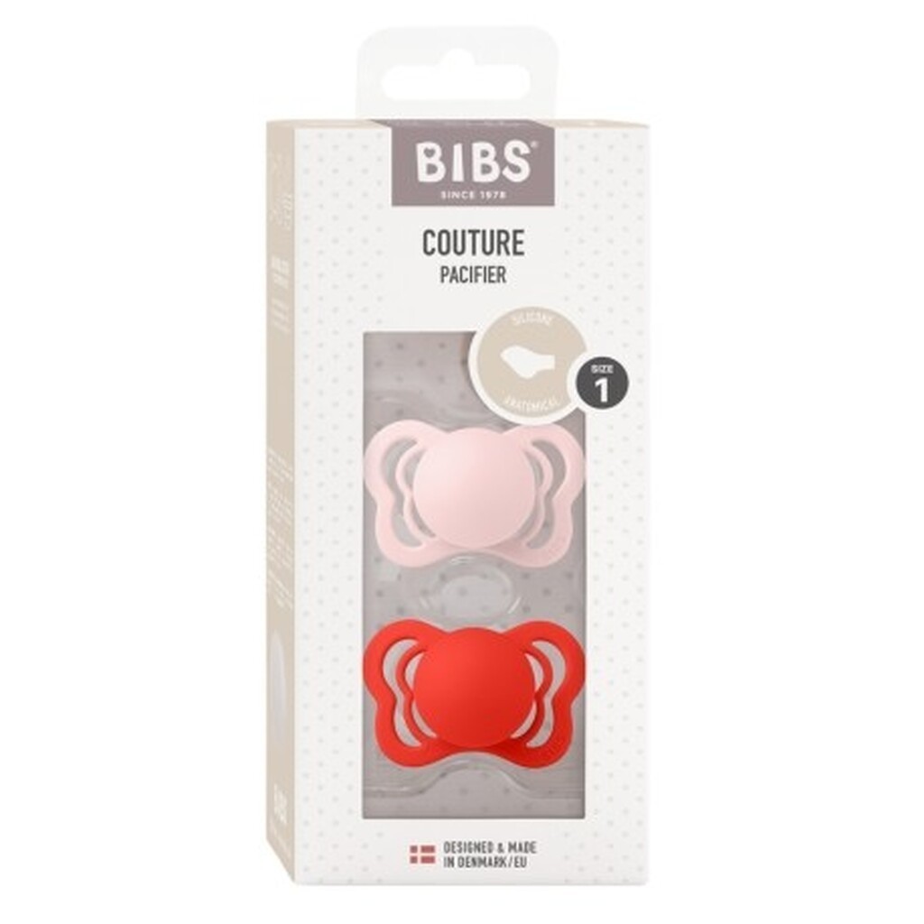 Bibs Couture - 2-pak,  Str. 1 (0-6 Mdr.), Anatomisk - Silikone