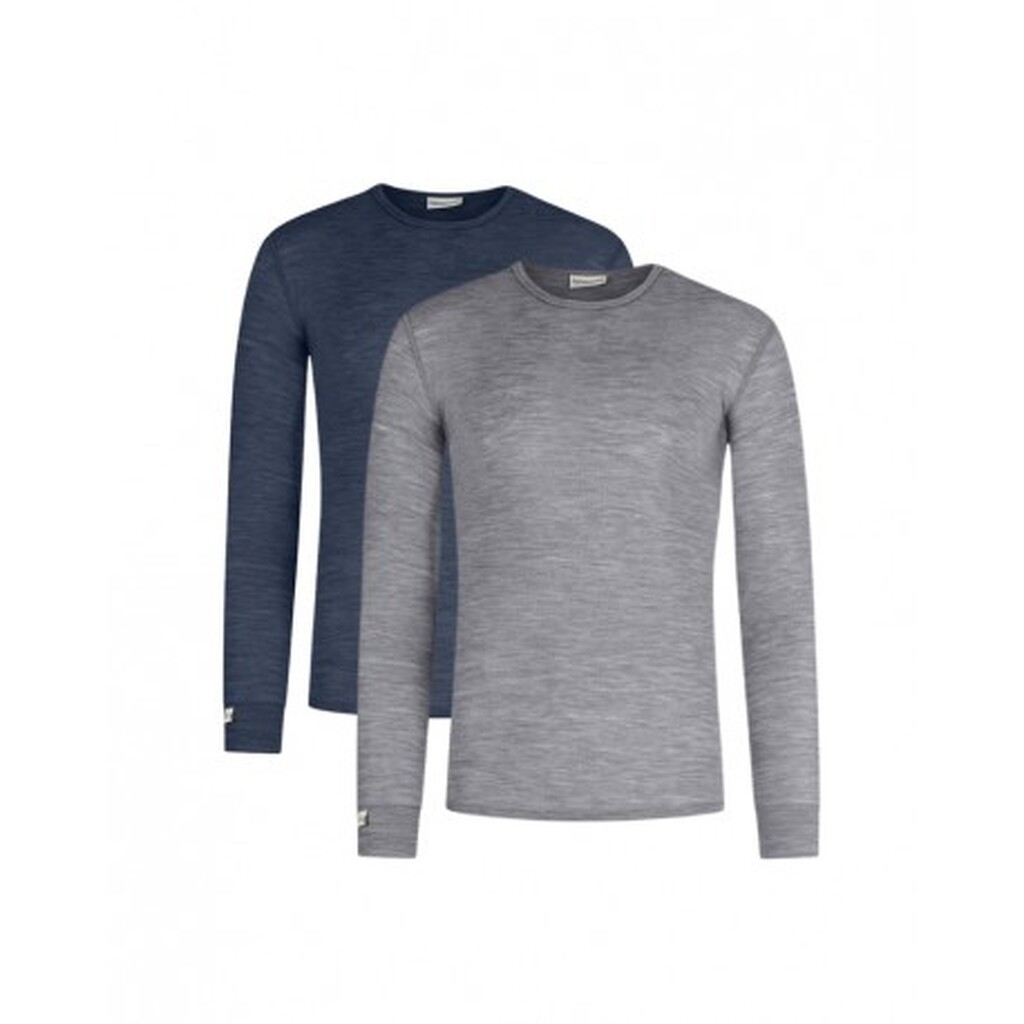 Langærmet T-shirt Til Herre I 100% Merino Uld, 1x1 Rib, 2-pak