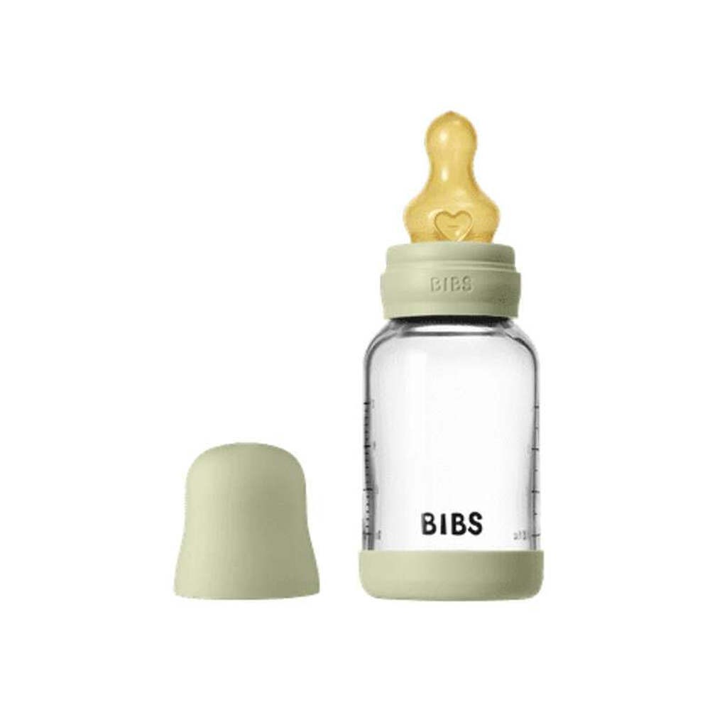 BIBS Bottle - Sutteflaskesæt - Glas - Latex/Slow Flow/Rund - 120 ml. - Sage