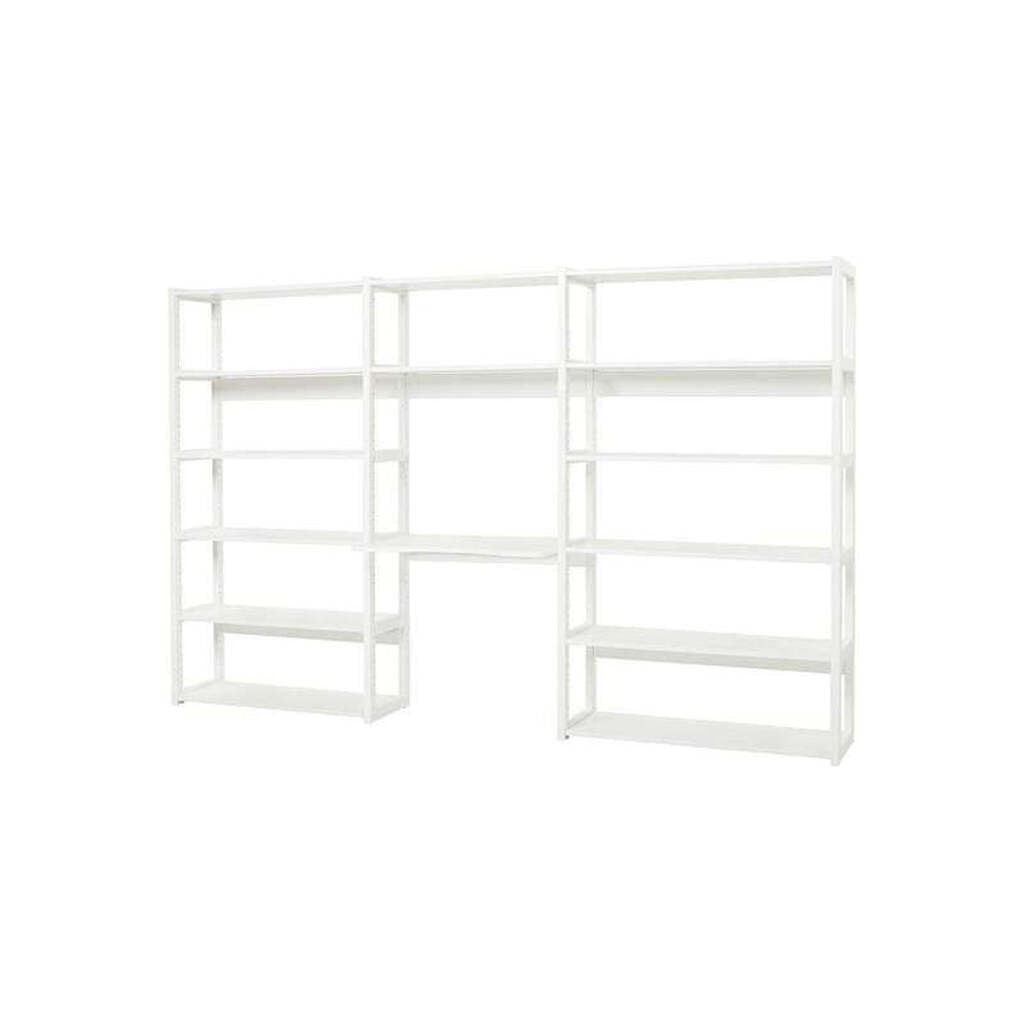 Hoppekids STOREY - Reol - 3 Sektioner m. 14 Hylder og Skriveplade - 80 cm. - Hvid