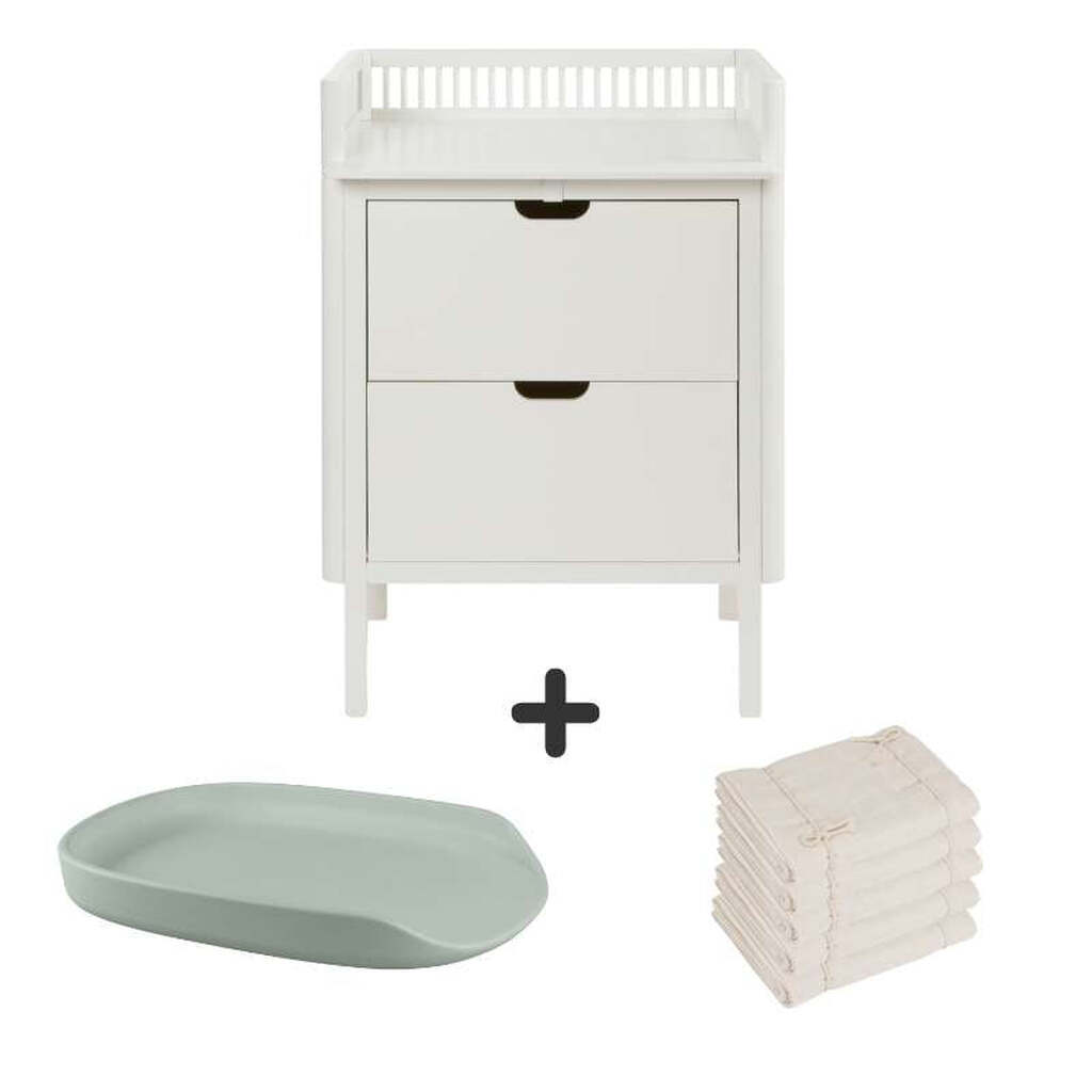 Sebra Puslebordet m. Skuffer - Classic White - Bundle 5