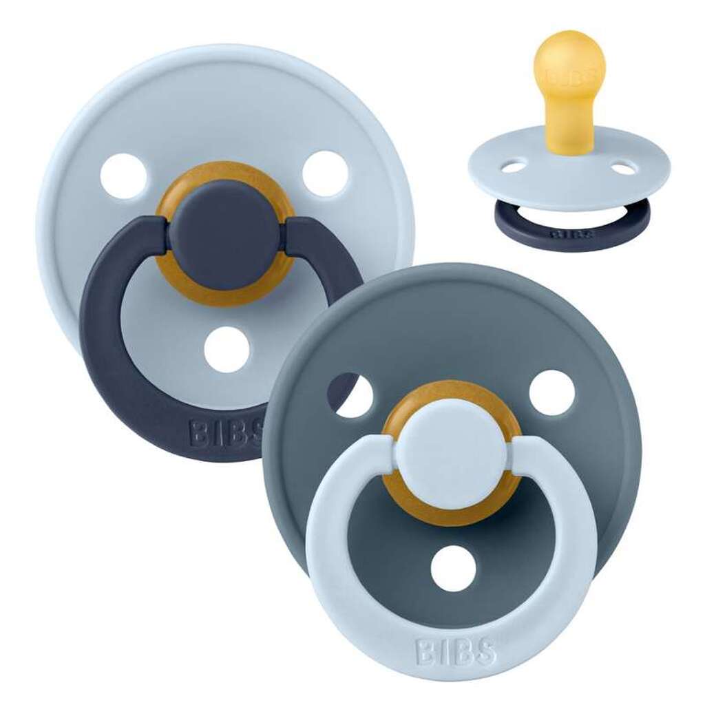 BIBS Rund Colour Sut - Str. 1 - Naturgummi - Studio - Fusion - Baby Blue/Petrol Mix