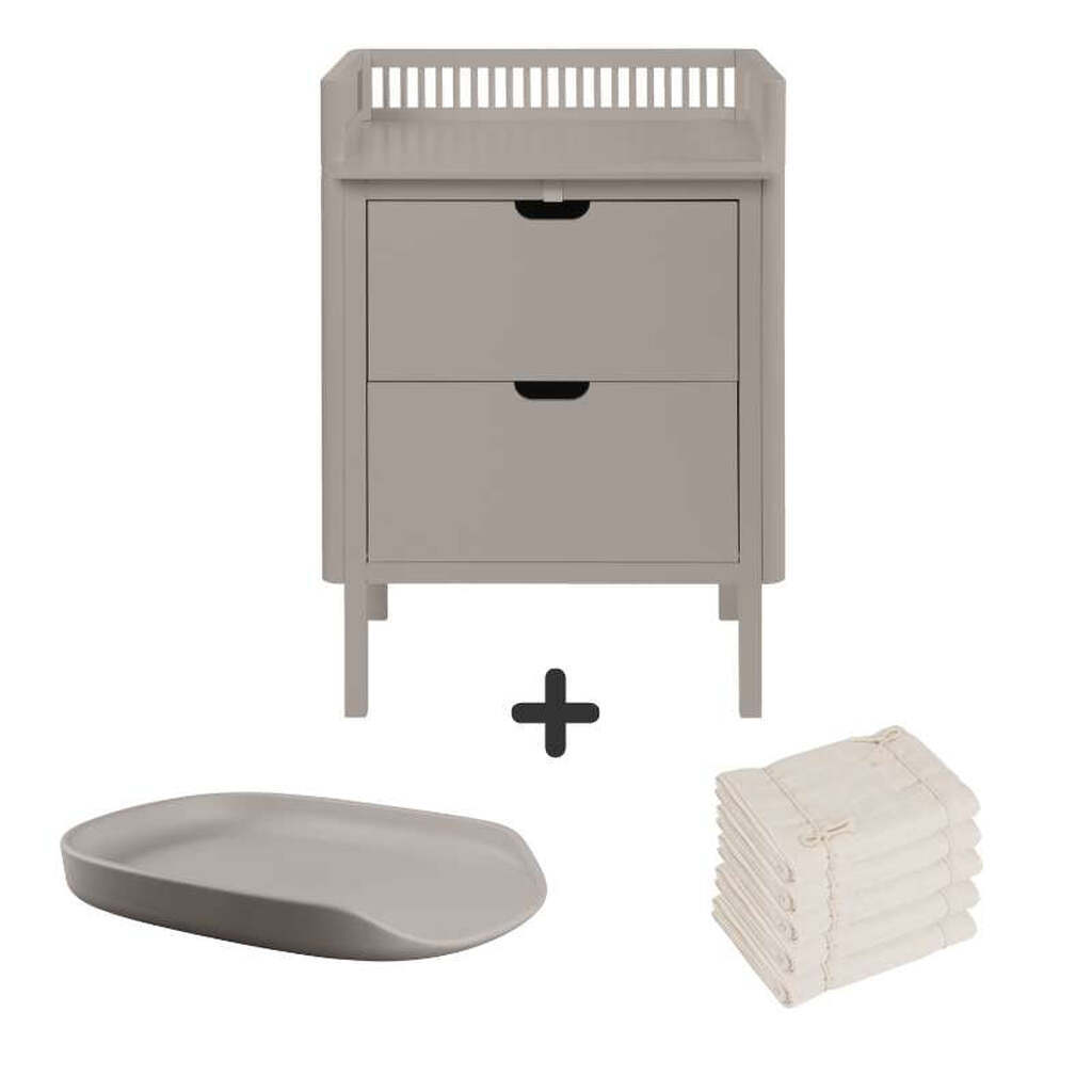 Sebra Puslebordet m. Skuffer - Jetty Beige - Bundle 1