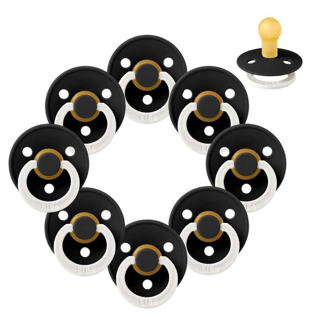 BIBS Rund Colour Sut - Sampak - 8 stk. - Str. 1 - GLOW - Black