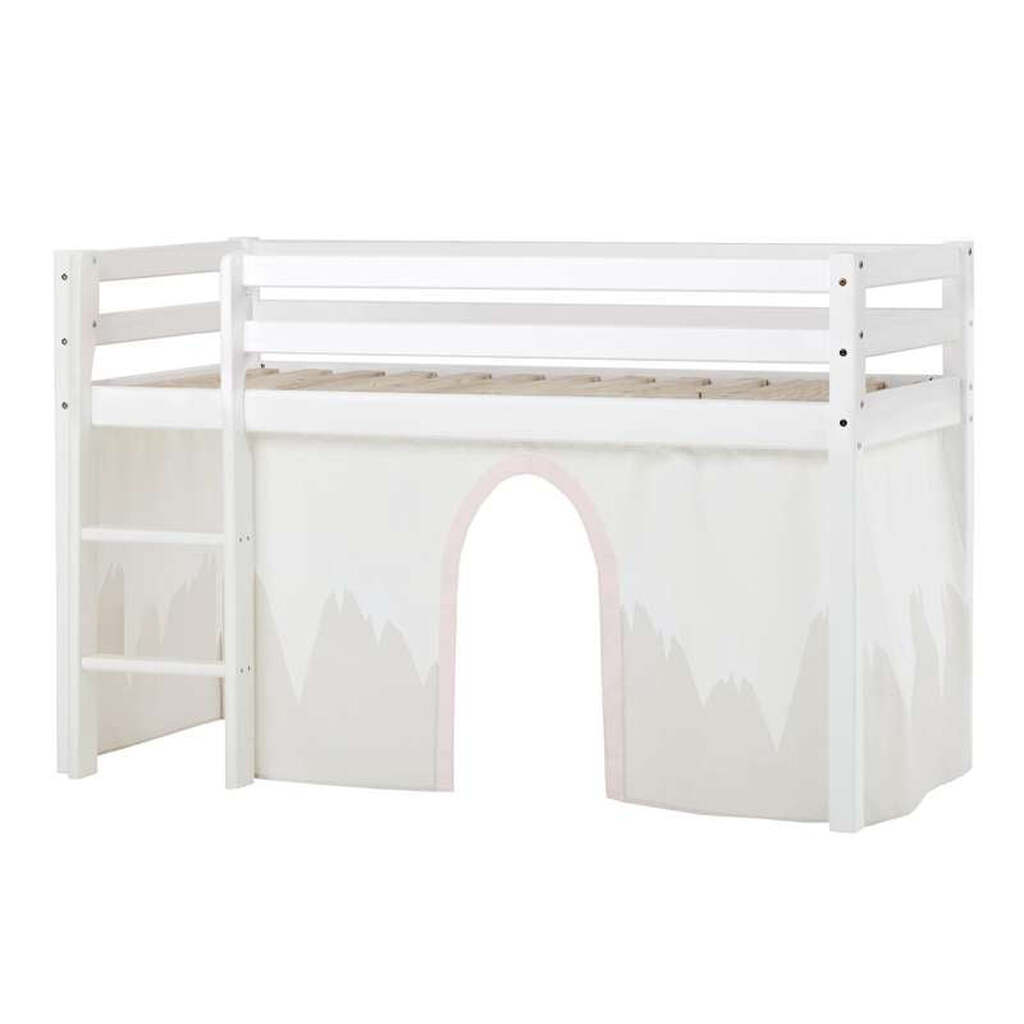 Hoppekids ECO Dream - Halvhøj Seng m. WINTER WONDERLAND Forhæng - 70x160 cm. - Ikke Delbar