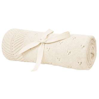 Oh'Naturel Strikket Babytæppe - Økologisk Bomuld - 80x100 cm. - Swan
