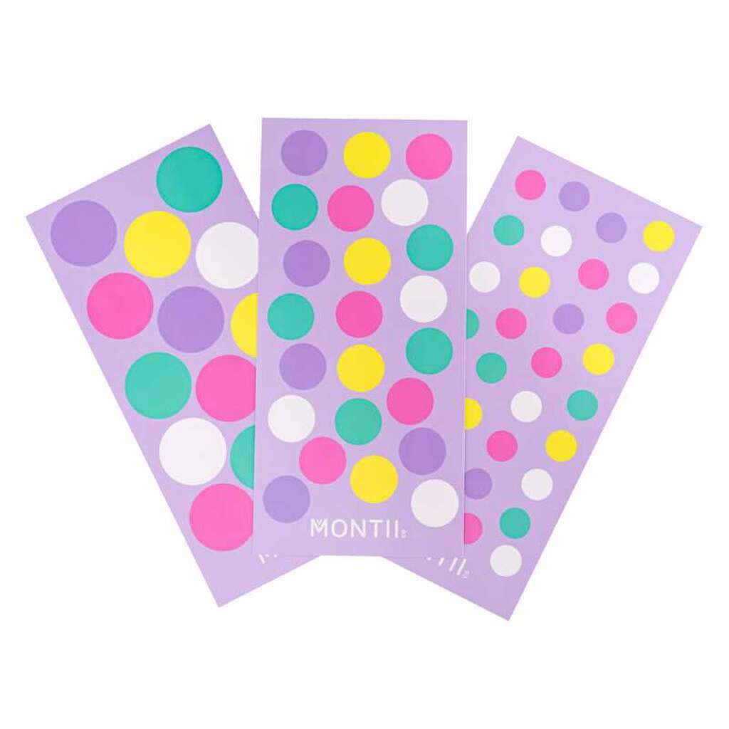 MontiiCo Vandfaste Stickers til Madkasser og Drikkedunke - Confetti