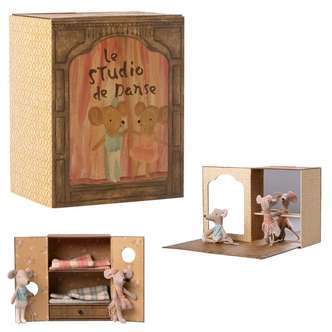 Maileg Ballet Mus i Dansestudie - Lillesøster og Lillebror