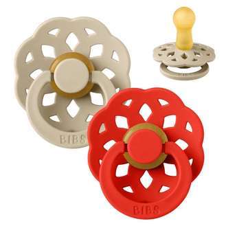 BIBS Rund Boheme Sut - 2-Pak - Str. 2 - Naturgummi - Vanilla/Candy Apple