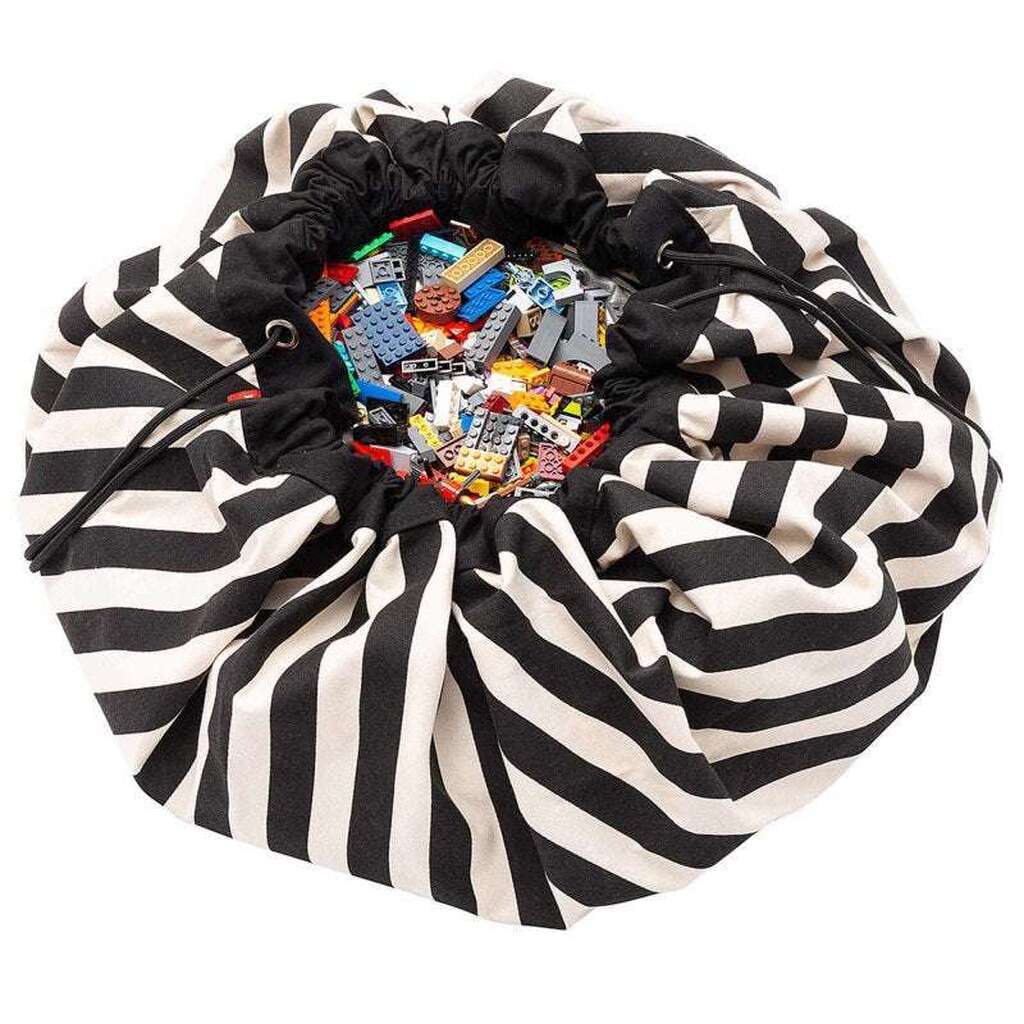 Play & Go Opbevaringstæppe - Stripes Black