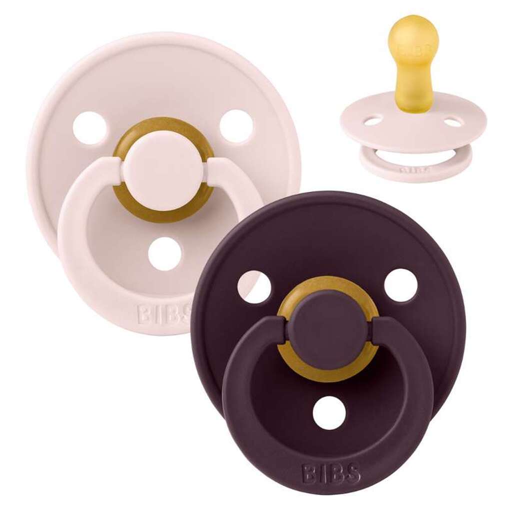 BIBS Rund Colour Sut - 2-Pak - Str. 2 - Naturgummi - Petal/Plum