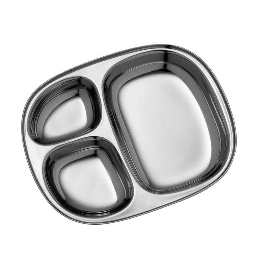 Pulito SteelLunchTray Ruminddelt Tallerken - Rustfrit Stål - Medium