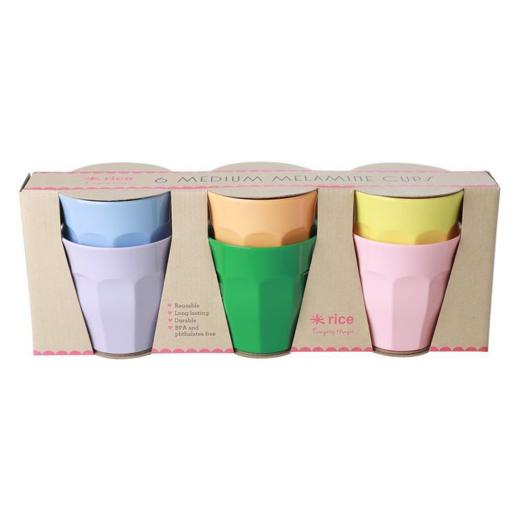 RICE Kopper i Melamin - Medium - 6-pak (Let&#39;s Summer) (kopi)