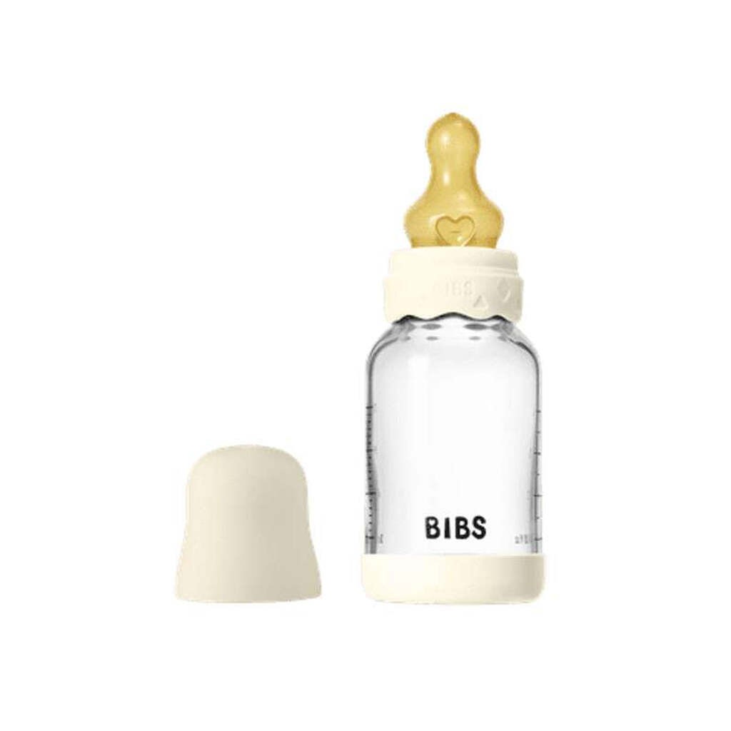 BIBS Bottle - Sutteflaskesæt - Glas - Boheme - Latex/Slow Flow/Rund - 120 ml. - Ivory