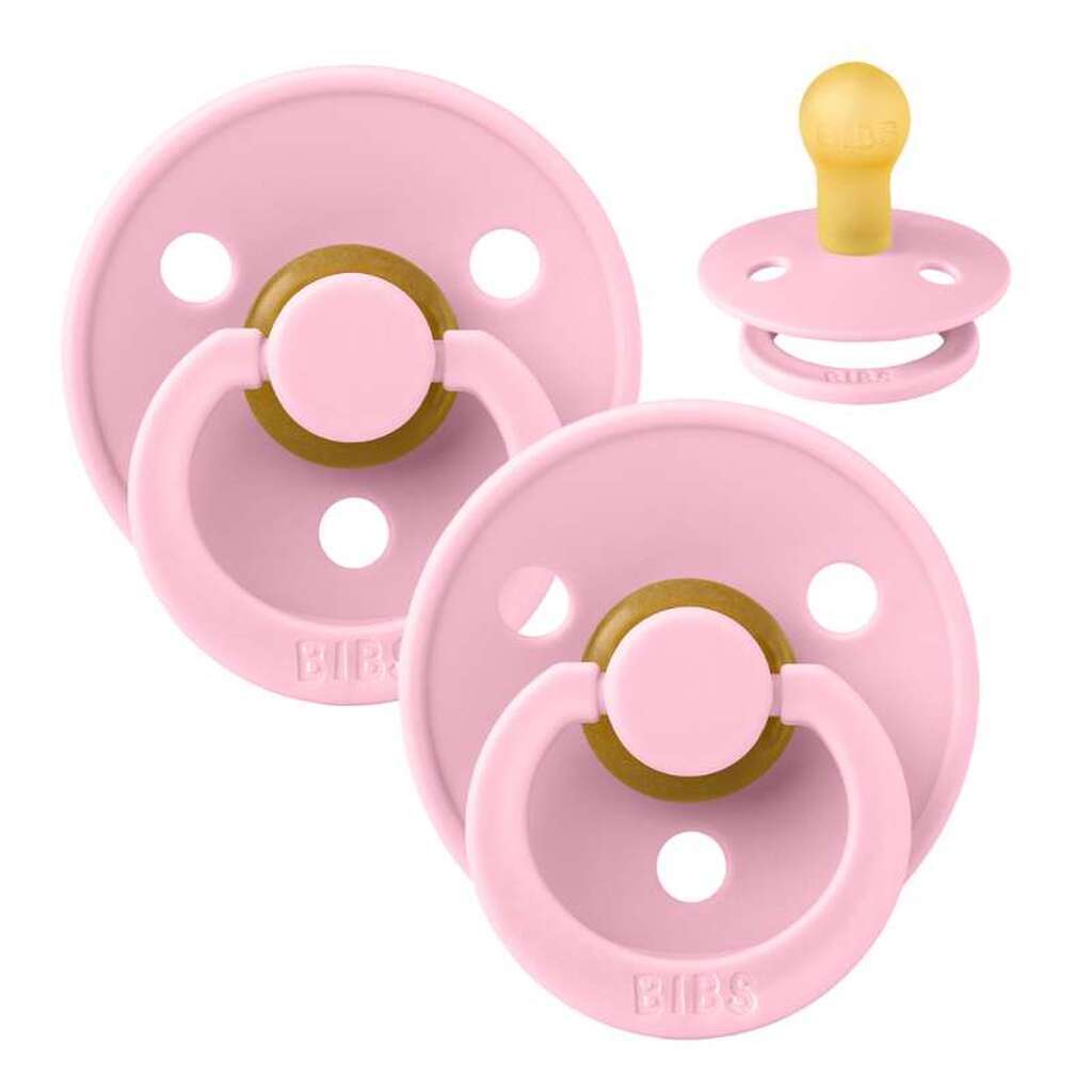 BIBS Rund Colour Sut - 2-Pak - Str. 1 - Naturgummi - Baby Pink/Baby Pink