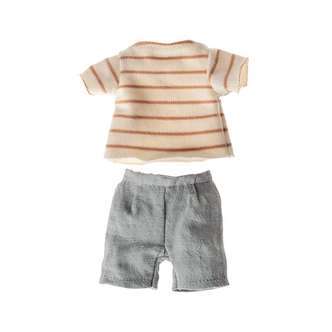 Maileg Stribet Bluse og Shorts - Str. 1 Kaniner og Harer