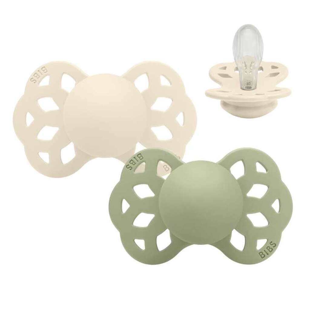 BIBS Symmetrisk Infinity Sut - 2-Pak - Str. 2 - Silikone - Ivory/Sage