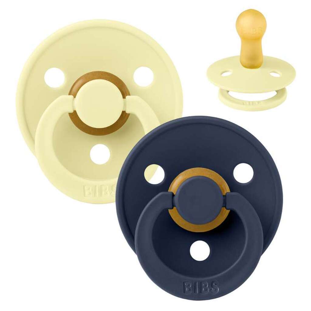 BIBS Rund Colour Sut - 2-Pak - Str. 2 - Naturgummi - Luna/Deep Space