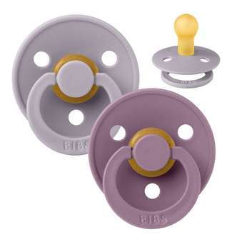 BIBS Rund Colour Sut - 2-Pak - Str. 1 - Naturgummi - Fossil Grey/Mauve