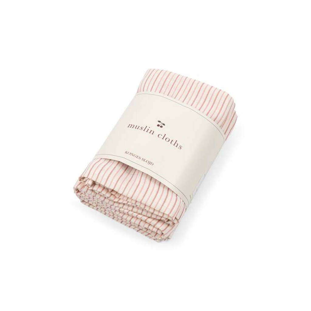 Konges Sløjd Stofbleer - 3-Pak - GOTS - Stripie Petite Rose