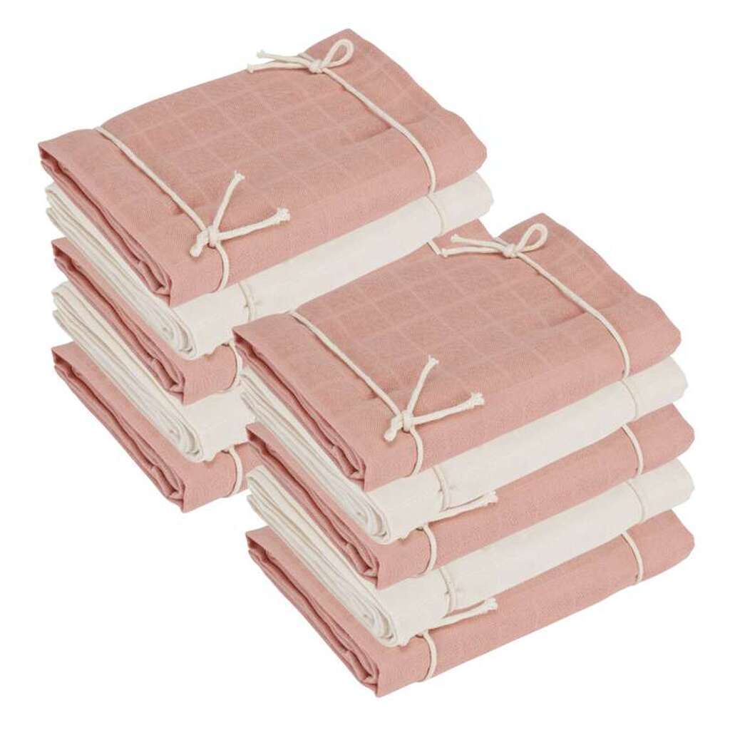Naturebaby Økologiske Stofbleer/Minisvøb - 10-pak - Rose Cloud/White