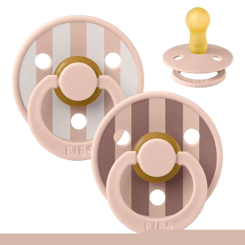 BIBS Rund Colour Sut - 2-Pak - Str. 2 - Naturgummi - Block Studio - Blush Mix