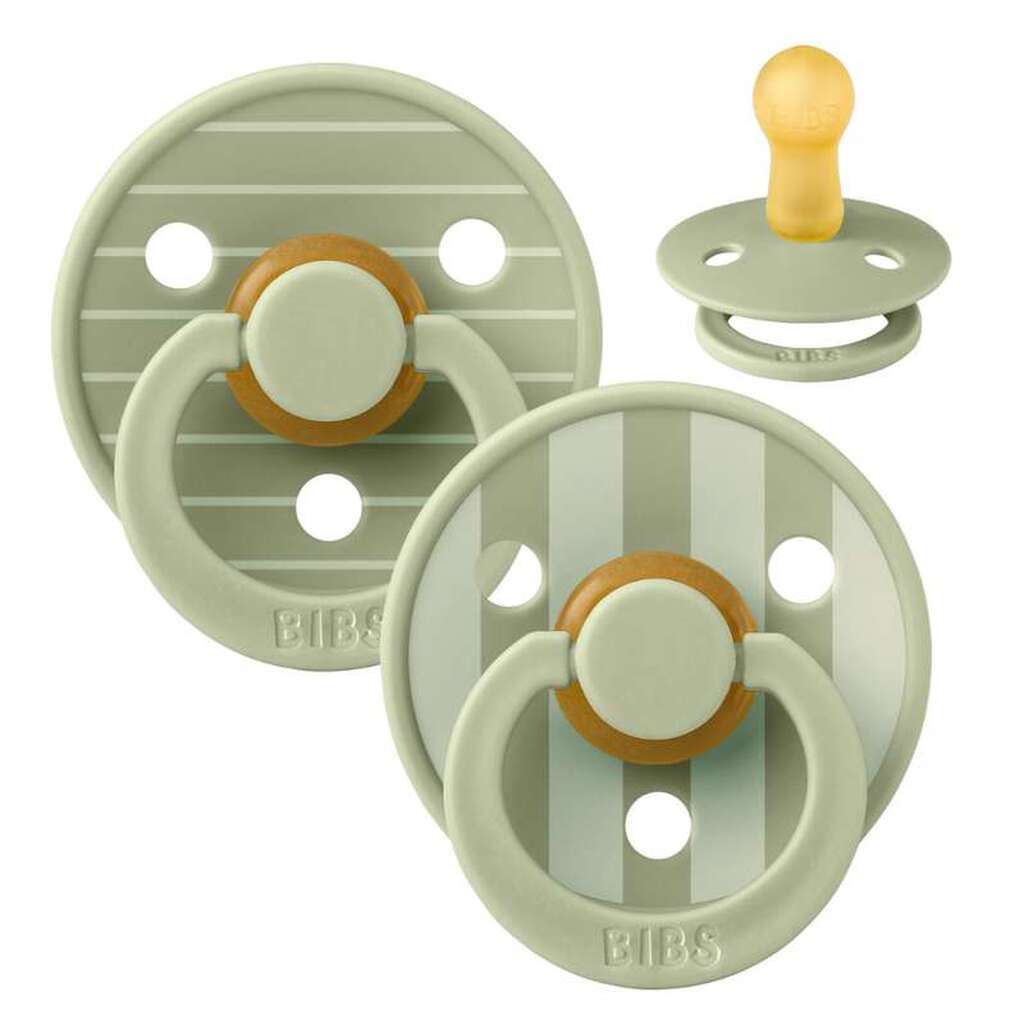 BIBS Rund Colour Sut - 2-Pak - Str. 2 - Naturgummi - Pin Studio - Sage/Sage