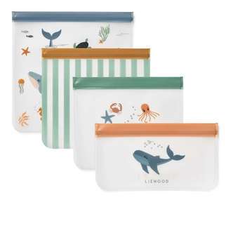 Clive Genanvendelige Opbevaringsposer - 4-pak - Sea Creature/Sandy