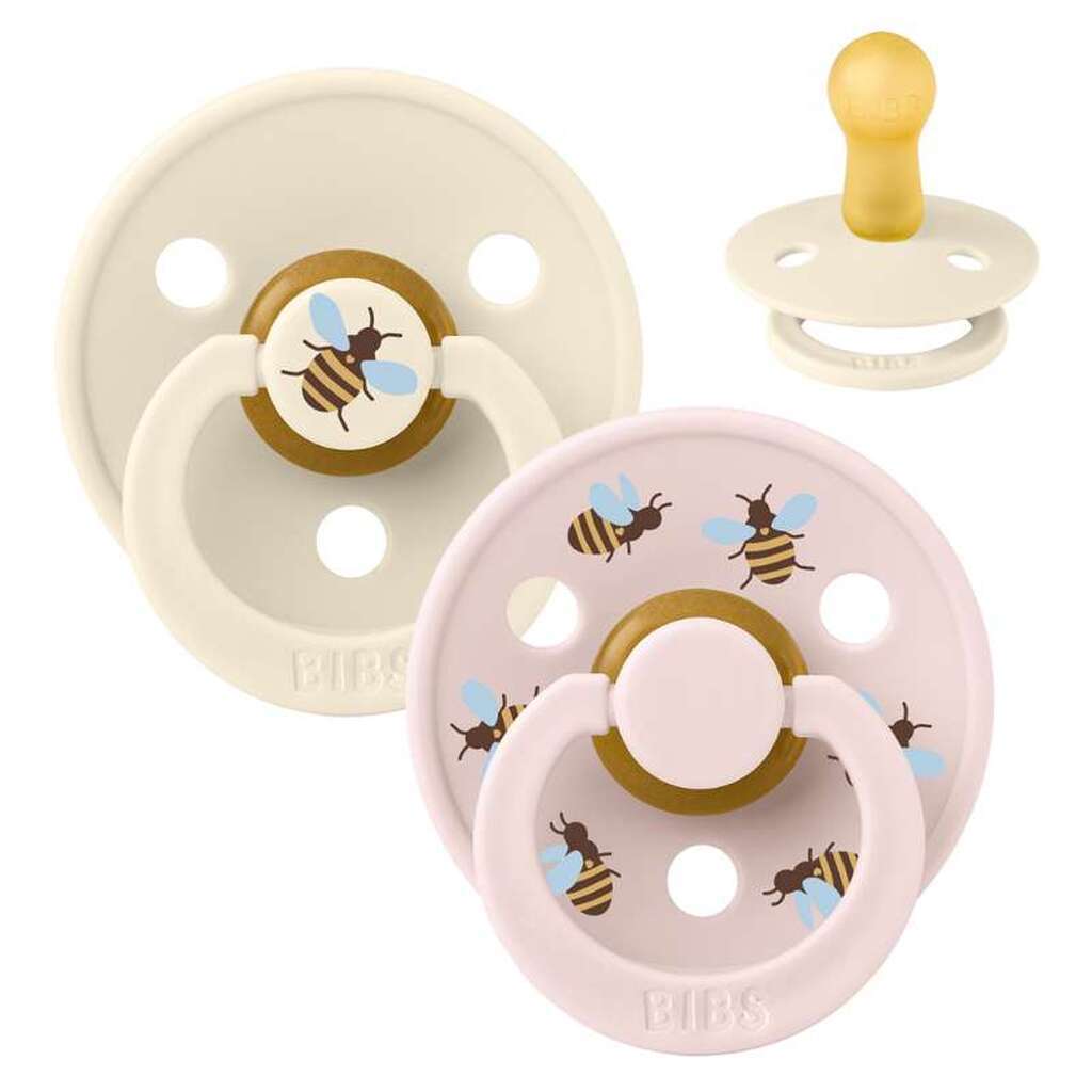 BIBS Rund Colour Sut - 2-Pak - Str. 2 - Naturgummi - Studio - Bumblebee - Ivory Mix