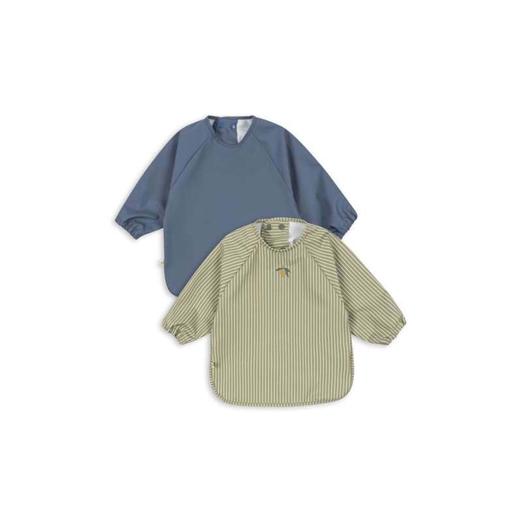 Konges Sløjd Hagesmække m. Ærmer - 2-pak - Tea Stripe/Flint Stone