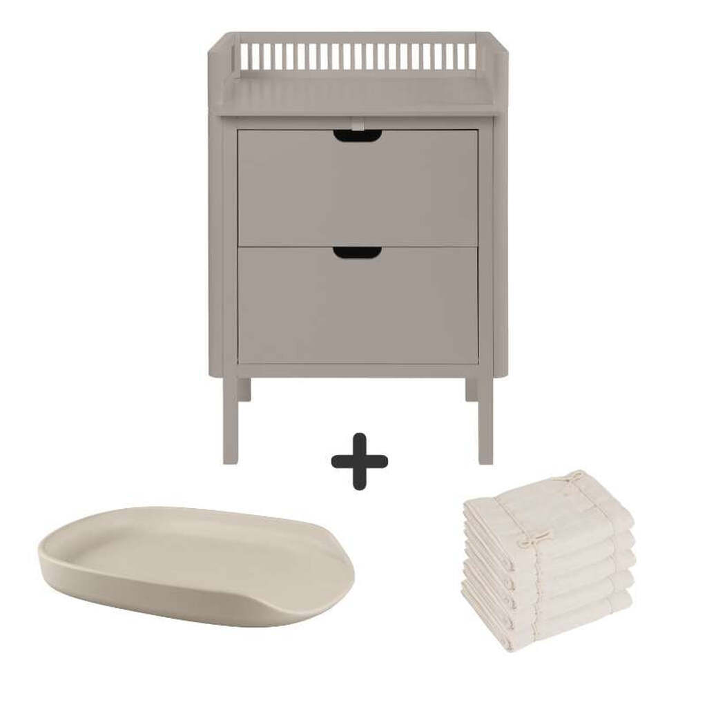 Sebra Puslebordet m. Skuffer - Jetty Beige - Bundle 2
