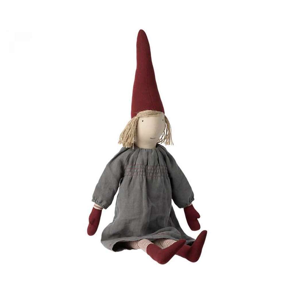 Maileg Pixy Julenisse - Small - Pige m. Grå Kjole (83 cm.)