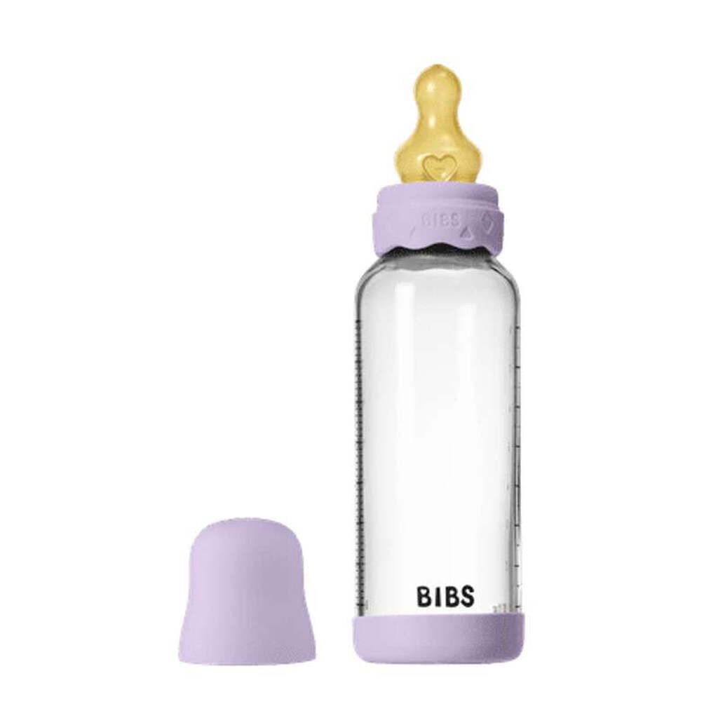 BIBS Bottle - Sutteflaskesæt - Glas - Boheme - Naturgummi/Medium Flow/Rund - 240ml - Violet Sky