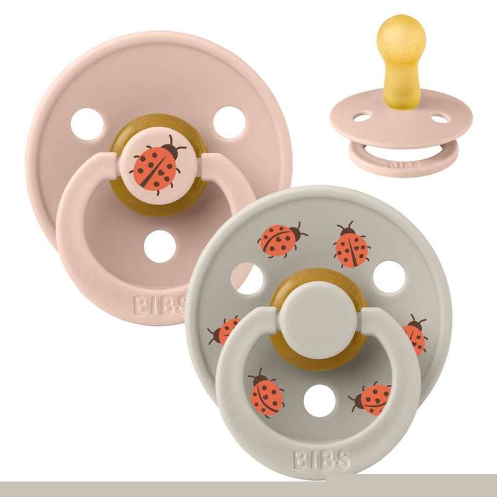 BIBS Rund Colour Sut - 2-Pak - Str. 2 - Naturgummi - Ladybug Studio - Blush Mix