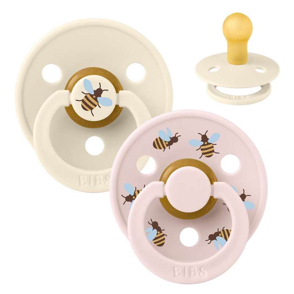 BIBS Rund Colour Sut - 2-Pak - Str. 1 - Naturgummi - Bumblebee Studio - Ivory Mix