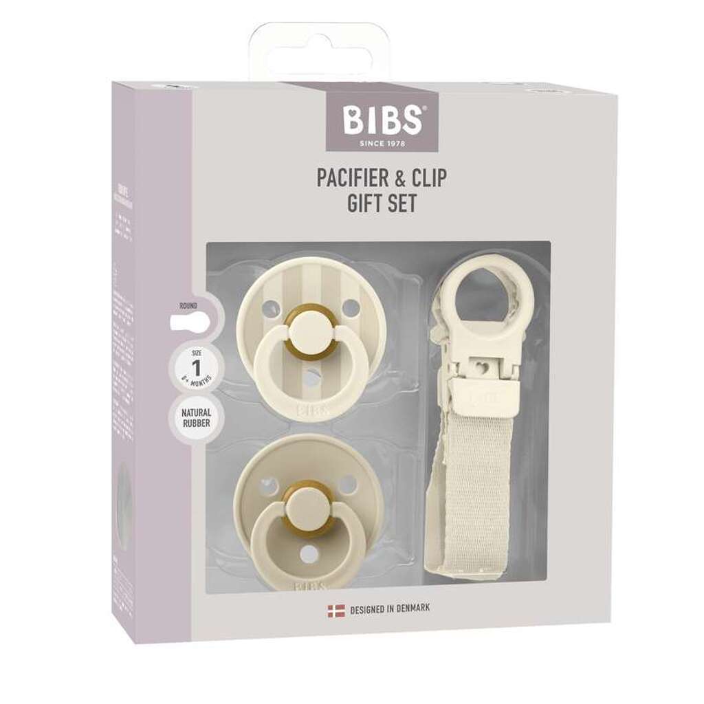 BIBS Rund Colour Sut - 2-Pak - Str. 1 - Naturgummi - m. Suttesnor - Ivory