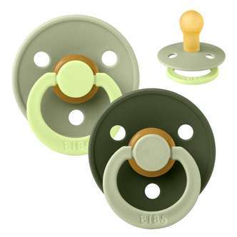 BIBS Rund Colour Sut - Str. 1 - Naturgummi - Fusion Studio - Sage/Hunter Green Mix