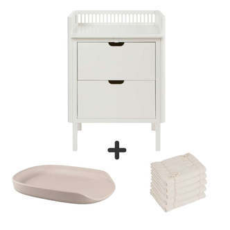 Sebra Puslebordet m. Skuffer - Classic White - Bundle 4