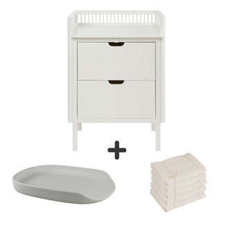 Sebra Puslebordet m. Skuffer - Classic White - Bundle 3