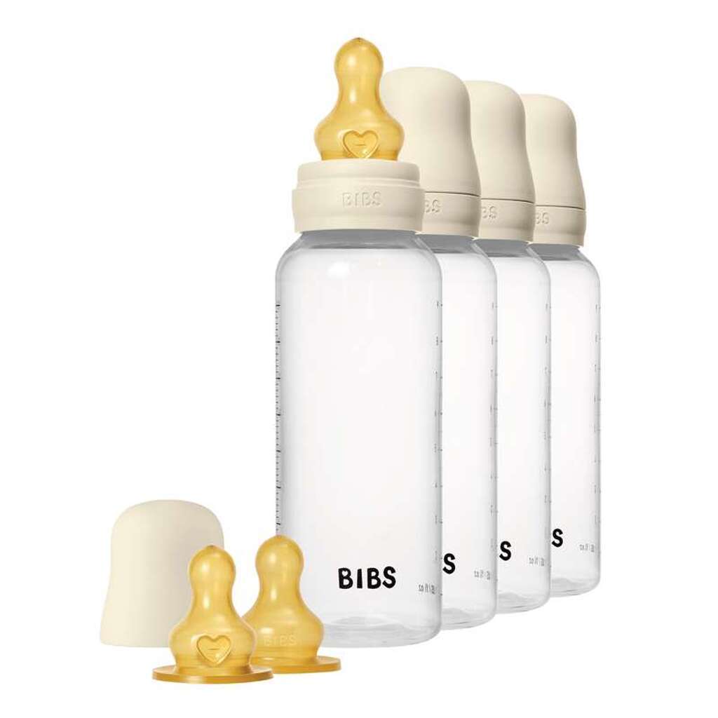 BIBS Bottle - Sutteflaskesæt - 4 stk. - Plastik - Naturgummi - 270ml - Ivory