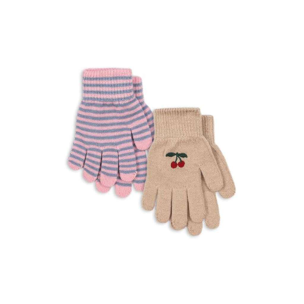 Konges Sløjd Filla Vanter - 2-pak - Cherry/Stripe