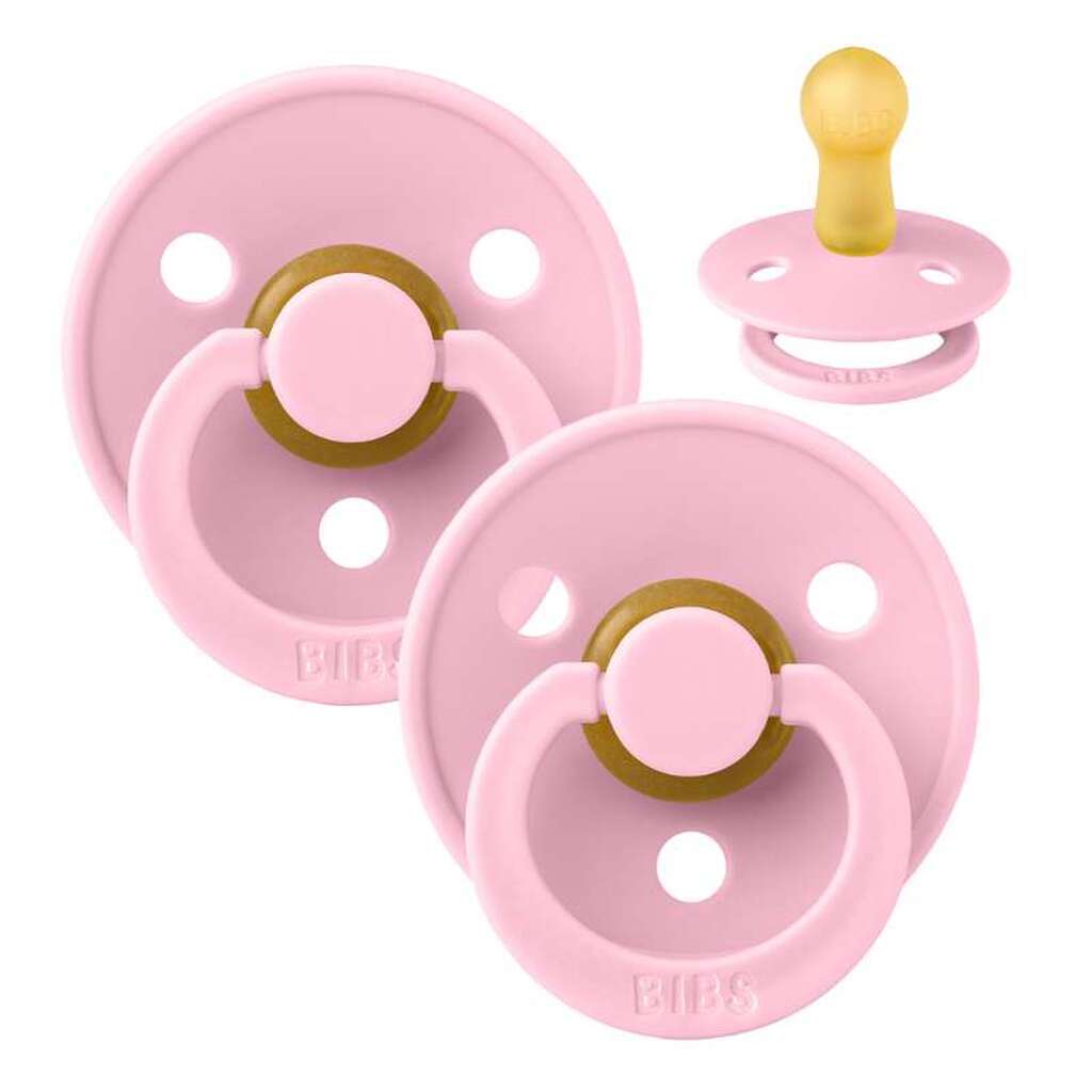 BIBS Rund Colour Sut - 2-Pak - Str. 2 - Naturgummi - Baby Pink/Baby Pink