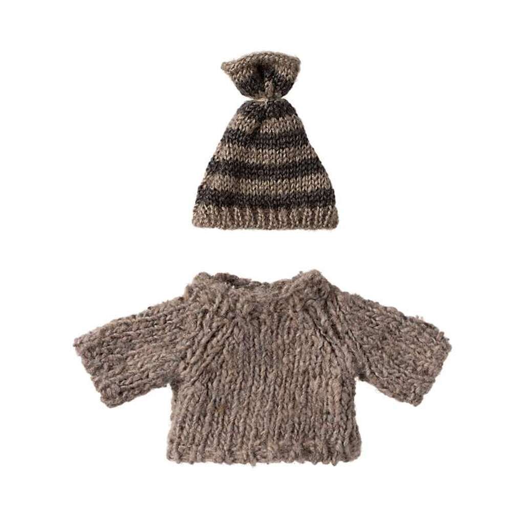 Maileg Strikket Sweater og Hue - Mus - Storebror