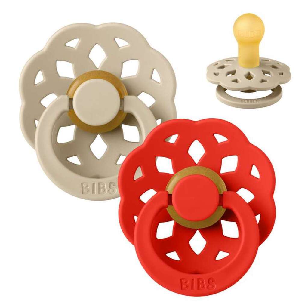 BIBS Rund Boheme Sut - 2-Pak - Str. 1 - Naturgummi - Vanilla/Candy Apple
