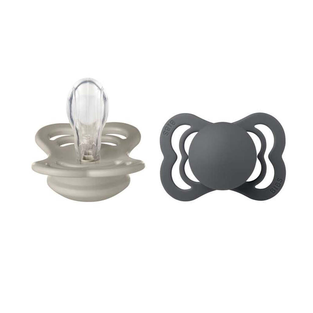 BIBS Symmetrisk Supreme Sut - 2-Pak - Str. 1 - Silikone - Sand/Iron