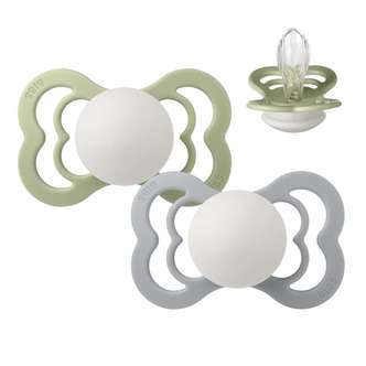 BIBS Symmetrisk Supreme Sut - 2-Pak - Str. 2 - Silikone - GLOW - Sage/Cloud