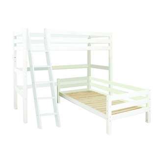 Hoppekids ECO Luxury - Køjeseng - 90x200 cm. - Vinkelkombi - Skrå Stige - Hvid